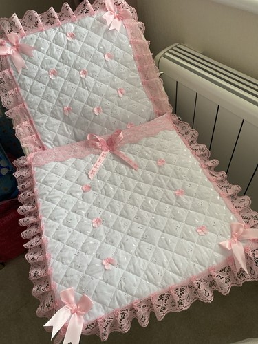 Dolls white and pink pram - and,