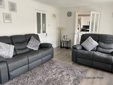 Grey Recliner 3,2 Seater Sofa Settee Aire Leather Sorrentino with Cupholders