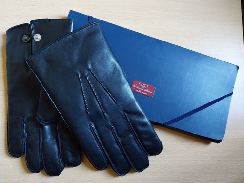 Dents black leather fur - dents, lined