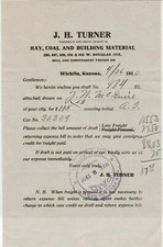 U.S. J.H. Turner Wholesale Hay Coal & Build. Material 1910 Paid Invoice Rf 40417