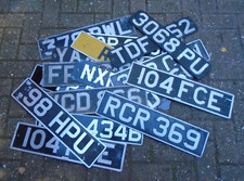 OLD PRESSED ALUMINIUM CLASSIC NUMBER PLATES        GARAGE DISPLAY / MAN CAVE