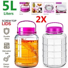 2X Large 5L Glass Storage Jar