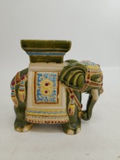 Pottery Elephant Jardinere Green 17 cm Plant Stand Oriental Ceramic