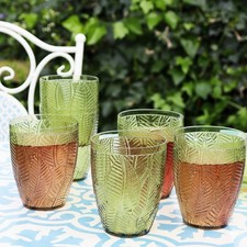 Set of 6 Green Leaf Drinking