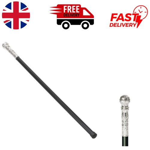 Fancy black cane with - fancy, silver