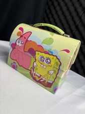 Vintage SpongeBob SquarePants Tin Dome Lunch Box TINBOX Retro Metal 