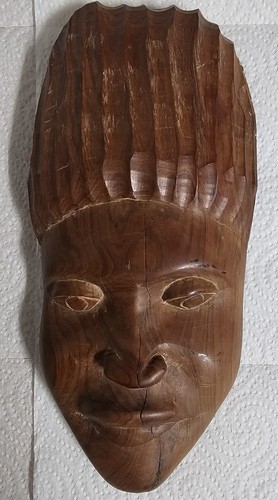 Hand carved wood face ethnic - carved,