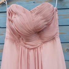 Ladies Maxi Dress Peach Chiffon Evening Wedding Bridesmaid Formal Party Prom