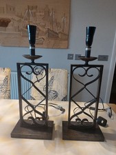 Wrought Iron Lamps (Pair) 57cm High