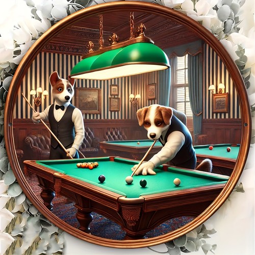 Vintage billiard dogs playing - vintage,