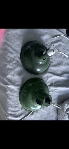 Pair vintage green enamel - green,