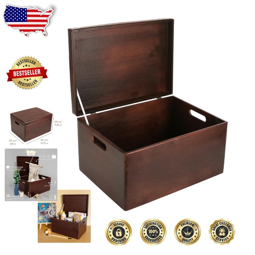 Brown wooden chest - chest, 15.8"