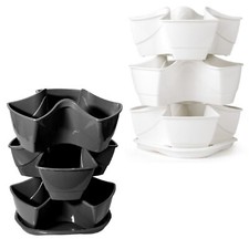 Cascade Flower Pot Triple Waterfall Herbs Planter 9L 2 Herbal Pots Plant Saucer