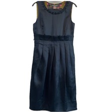 Orla Kiely Ebony Black Silk Organza Fitted Evening Dress UK Size 10