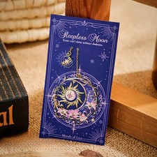 Witchy Gothic Sleepless Moon & Lillies Design Gold Tone Metal Bookmark