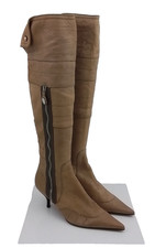 Karen Millen Women's Over the Knee Boots Size 6 Brown Leather Zip Side Used F1