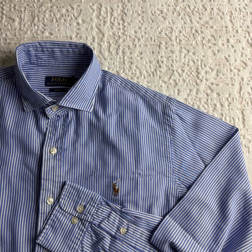 Blue and white pinstripe - and,