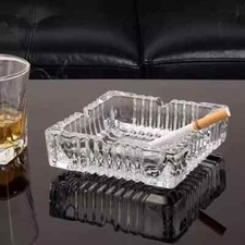 2x Square Glass Ashtrays – Stackable, Heavy-Duty, Home Pub Garden Use