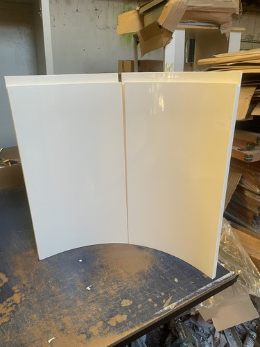 Cream gloss curved kitchen - gloss,