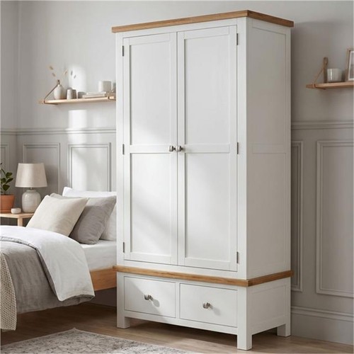 Painted white double wardrobe - double,