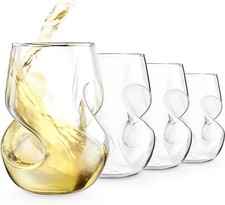 White Wine Glasses Set of 4 Large Stemless Hand Blown Drinking Glass Set 266ml