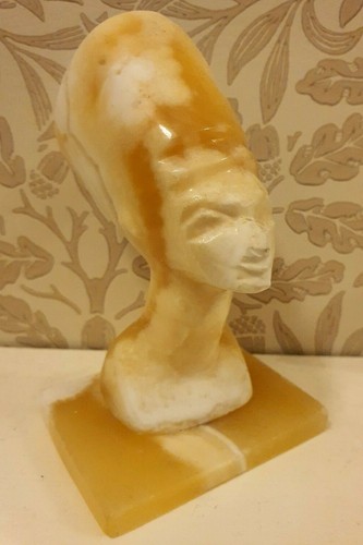 Egyptian alabaster head carved - alabaster,