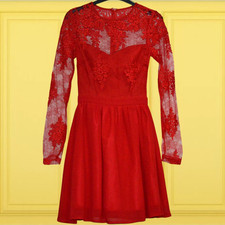 £70 ASOS MISSGUIDED SZE 6 RED LACE SKATER DRESS CHRISTMAS HOLIDAY CLUB WEDDING