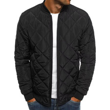 Men's Fashion Winter Puffer Quilted Jacket Warm Padded Full Zip Up Coat