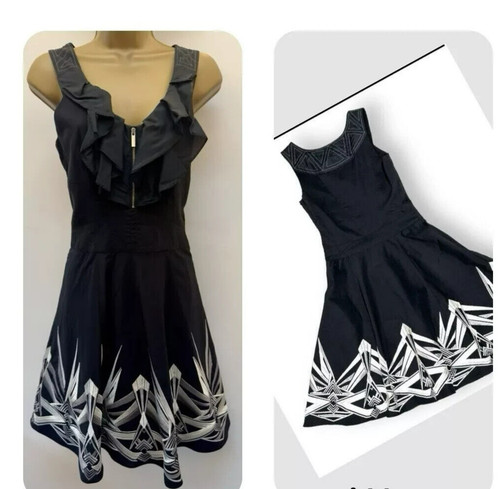 Black white fit flare - black,