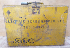 Vintage G.E.C Yellow Wooden Tool Storage Cabinet Chest Table Industrial Tool Box