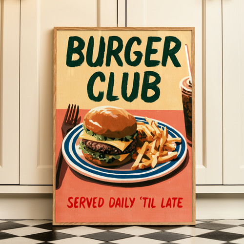 Burger poster kitchen wall art - burger,