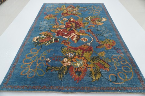 7x10 blue floral afghan - ft,