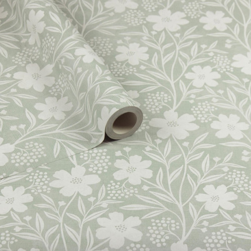 Sage green floral - green,