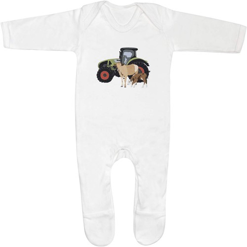 Tractor cows baby romper - 'tractor, cows'