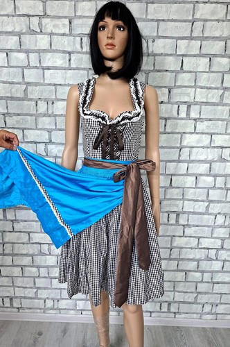 Brown blue gingham dirndl - blue,