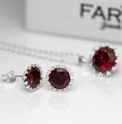 Round red garnet sterling - round,