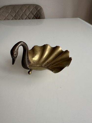 Vintage brass swan trinket