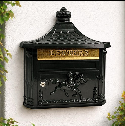 Wall post box - aluminium, black