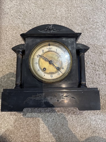 Victorian black slate mantel - black,