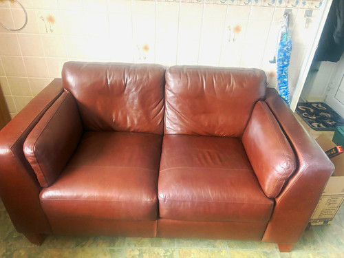 Brown leather seater sofa - 2,
