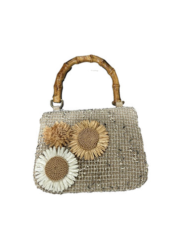 Womens straw floral handbag - floral,