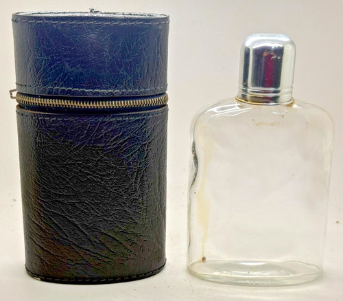 Glass hip flask - glass, leather