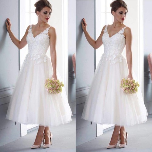 Neck wedding dresses tea - wedding,