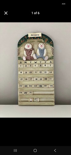 Vintage wooden bear perpetual - vintage,