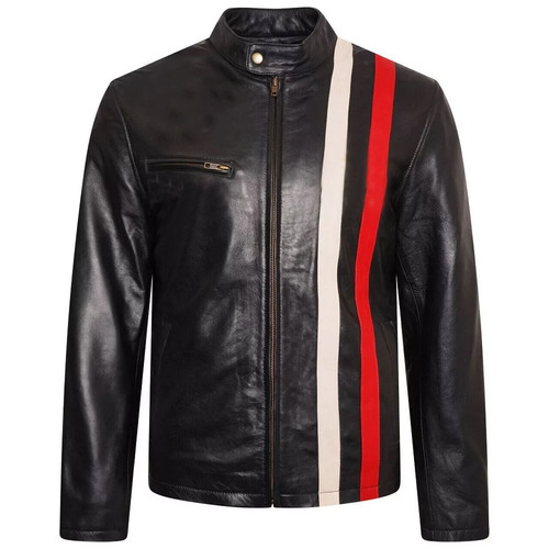 Men racing black leather - men's,