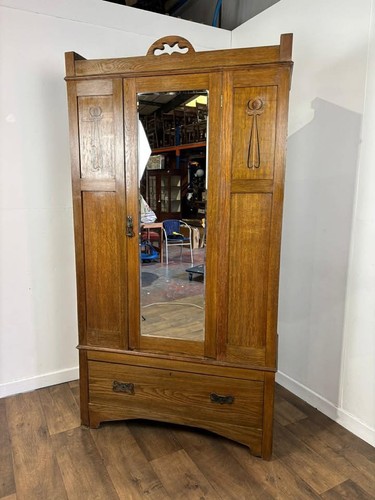 Edwardian oak wardrobe - edwardian,