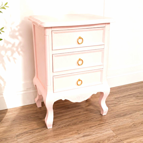 Pink wooden drawer bedside - pink,