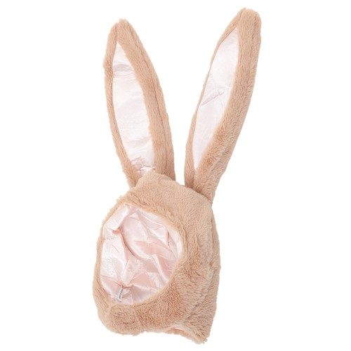 Beige plush bunny ears hat - beige,