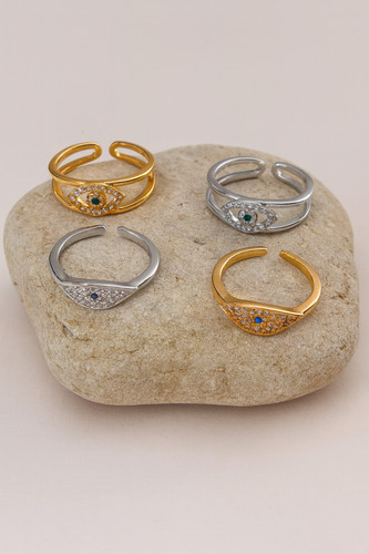 Evil eye ring rhinestone - evil,