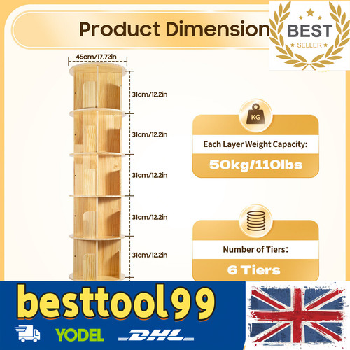 Tier rotating bookshelf 360 - rotating,